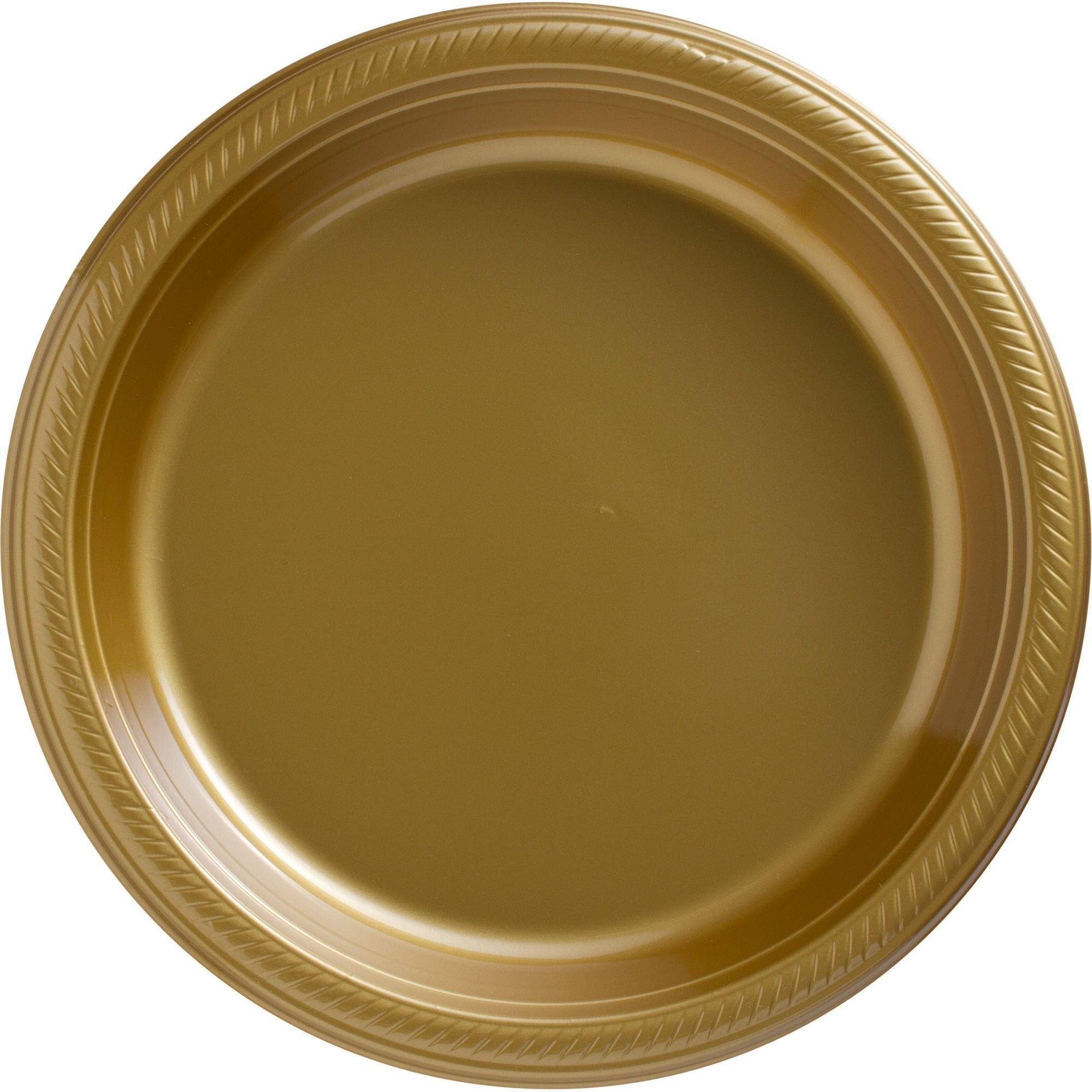 Gold plastic shop party plates